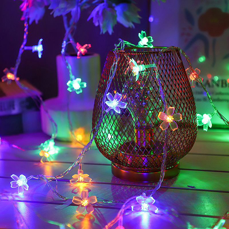 LED flor de cerezo flor de durazno Cadena de luz solar USB batería luz vacaciones al aire libre fiesta camping atmósfera decoración color Cadena de luz