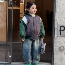 2025冬季新品 韩版童装  男女童夹棉加厚棒球服 宝宝拼接款外套