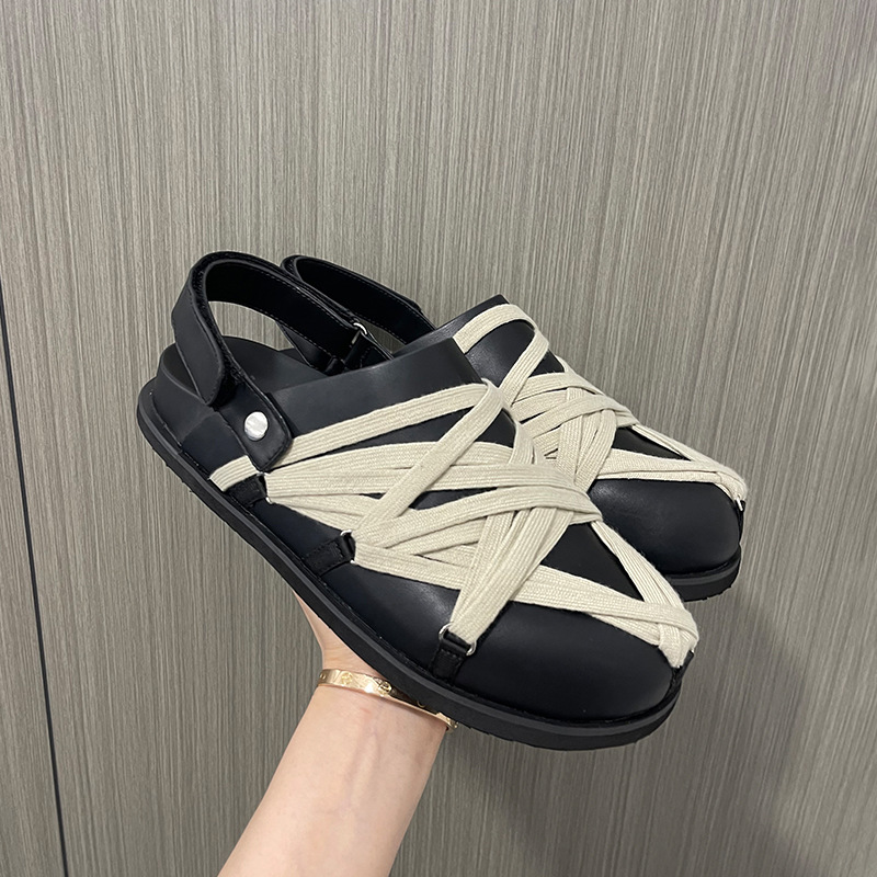 Luxury minimalist summer new slippers, fashionable strappy couple style, comfortable closed-toe slippers, thick-soled half slippers, Birkenstock slippers
