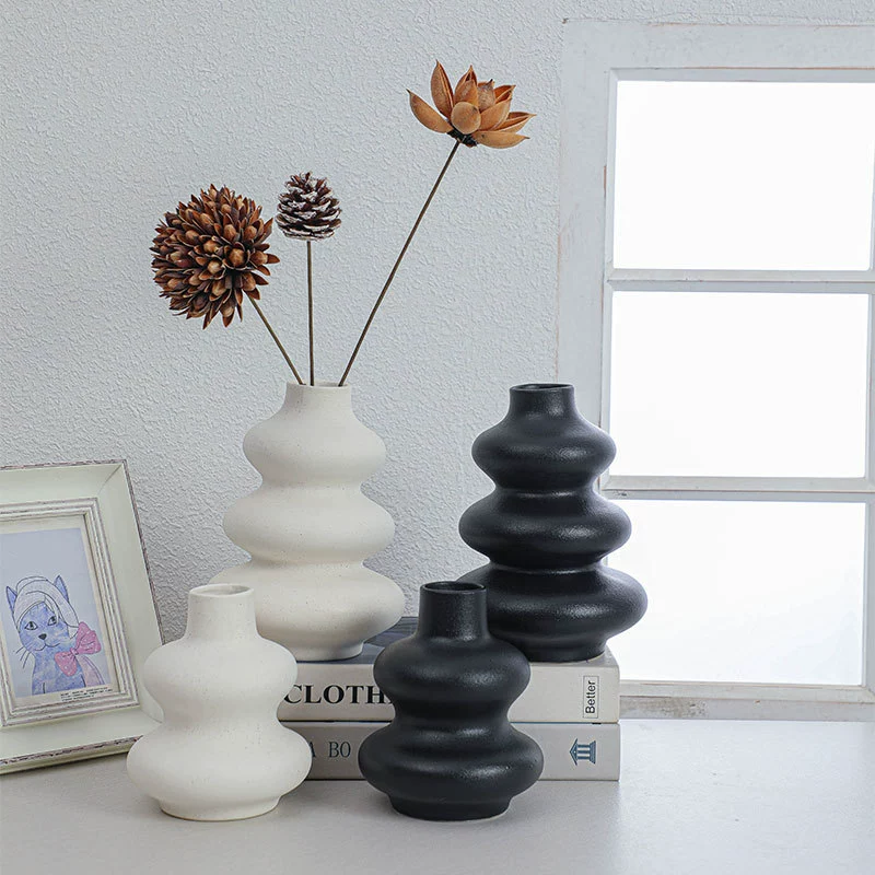 Творческий круг Керамическая ваза Украшения Гостиная Отель Сухие цветы Легкие Роскошные Цветочные украшения Трансграничная Яма