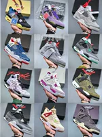 Putian Shoe Factory Чистая трансграничная оптовая компания aj4 платиновая пряжка Новая черная Красная Армия Зеленая Цяо 4 Мужская и женская спортивная баскетбольная обувь