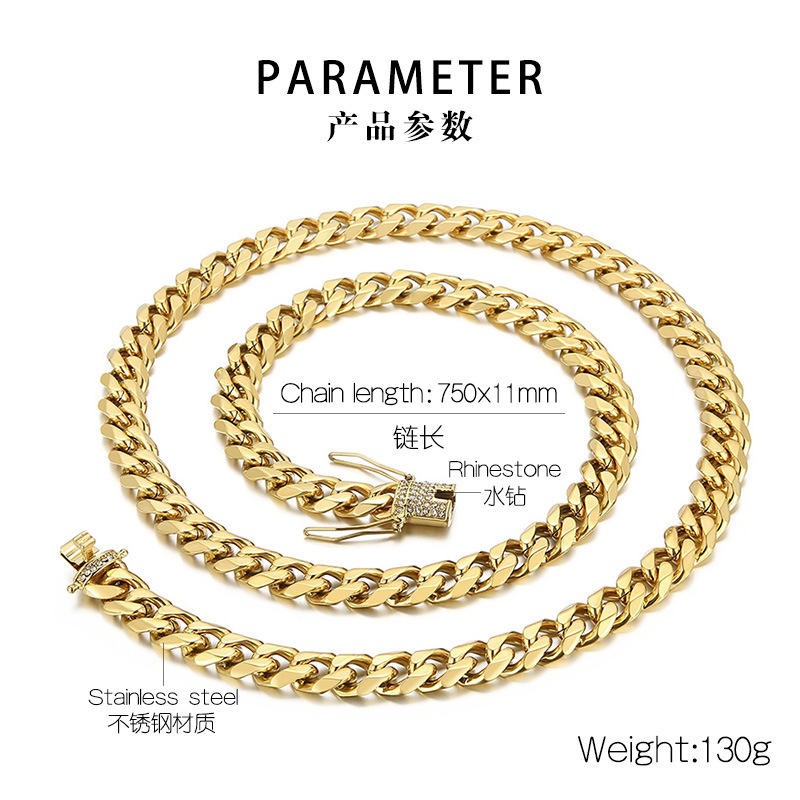 135g Weight PVD Coated Gold Plating Process 18K Real Gold Plated Plating Material 304 Stainless Steel Pendant Material Rhinestones Inlay Material Necklace Classification 304 Stainless Steel Chain Material Daily Occasion 304 Stainless Steel Material Geometric Pattern Unisex Gender Fashion Style Waterproof Non Tarnish, Inlay Craft Fashion Geometric Stainless Steel Necklace Inlay Rhinestones Stainless Steel Necklaces 无