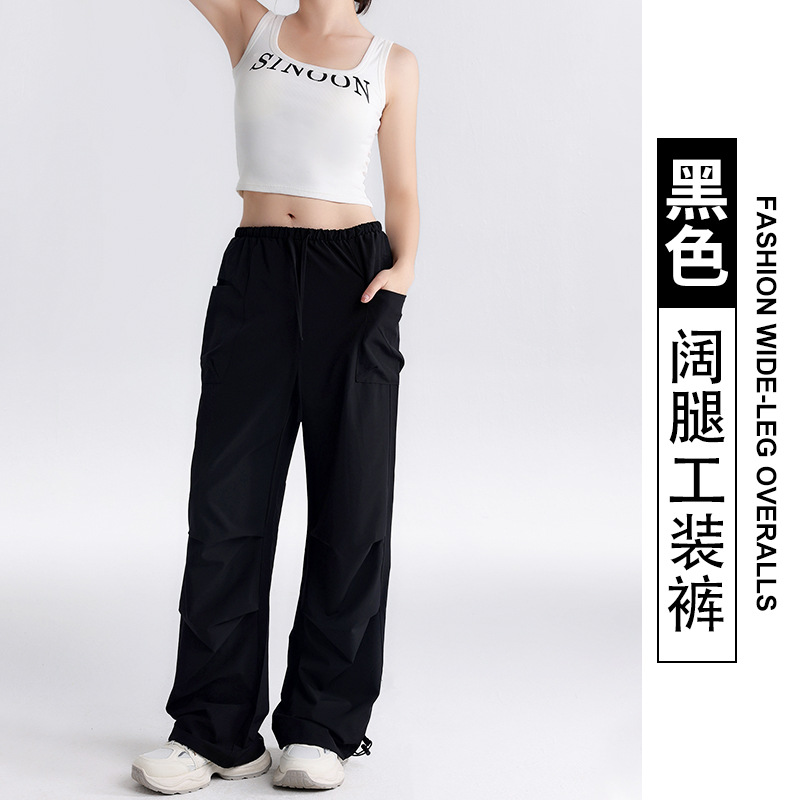 Nuevos monos con cordón americano, deportes al aire libre para mujer, correr, fitness, montañismo, pantalones casuales sueltos y delgados de secado rápido