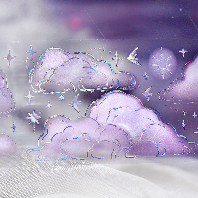 El amante de la carta Cinta PET de luz de concha tridimensional en ese momento, collage de paisajismo de bricolaje de la serie Guangjing