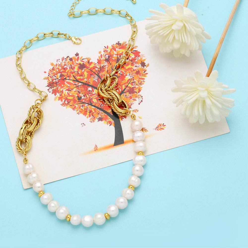 Fashion Round Imitation Pearl Copper Plating Necklace 1 Piece