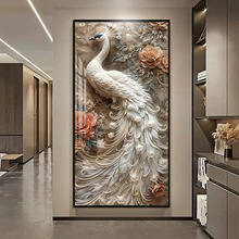 孔雀入户装饰画玄关过道正对门走廊灯光画高端大气现代简约壁画