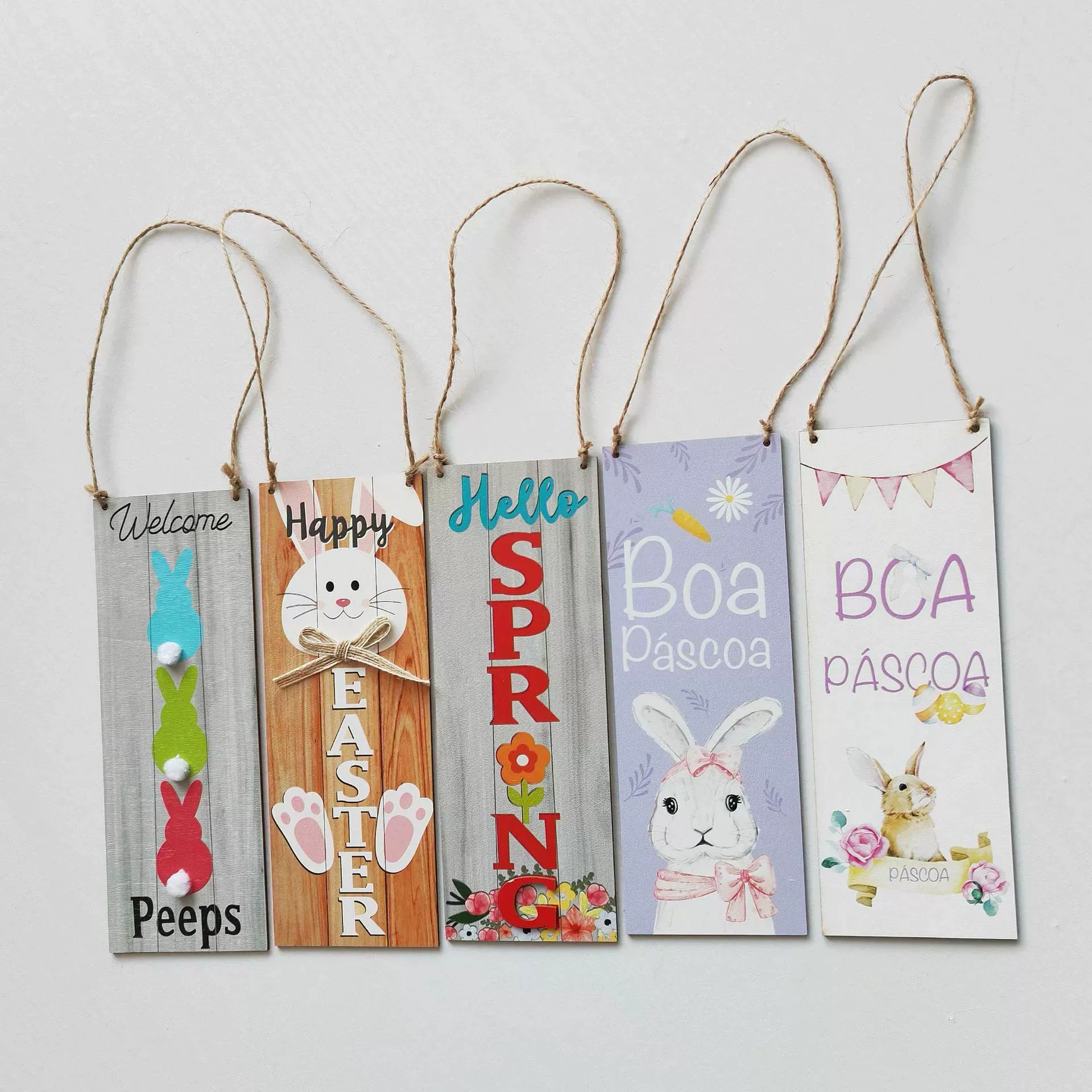 Трансграничная Пасха Горячие продажи длинные дома Симпатичные деревянные декоративные подвески для украшения дома Пасхальный кролик