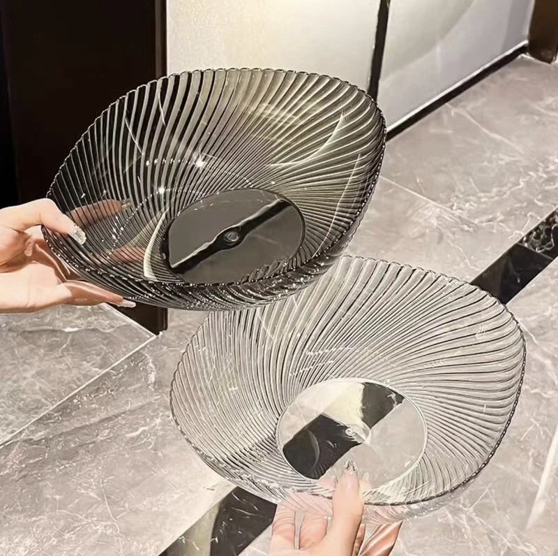 Fruit Plate Pet Plastic Simple and Fashionable Transparent High-Color Fruit Plate Living Room Snack Candy Plate Dried Fruit Snack Plate