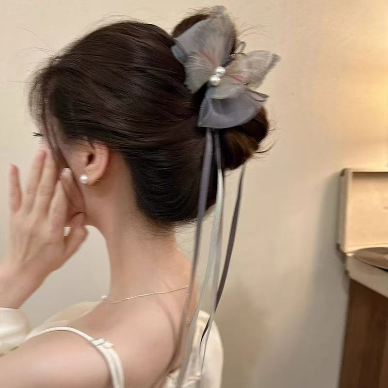 優しくて超妖精! 蝶のリボンヘアピン! エレガントで万能な後頭部シャーククリップ、エレガントで高級感のあるヘアクリップ|undefined