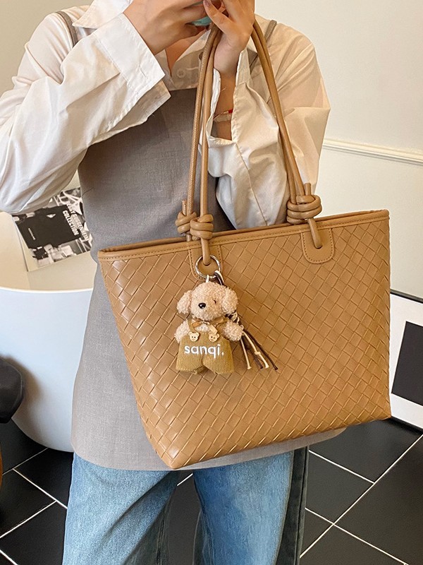 Bolso de patrón tejido de gran capacidad Bolso de hombro de cercanías de moda transfronteriza para mujer Bolso de tote de todo fósforo casual de alta gama