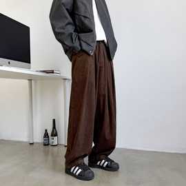 日系复古港风灯芯绒裤子男生直筒宽松阔腿哈伦裤潮流百搭休闲长裤