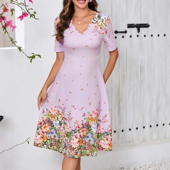 Europe and the United States 2025 foreign trade Amazon cross-border new summer women's clothing AliExpress printing dress women