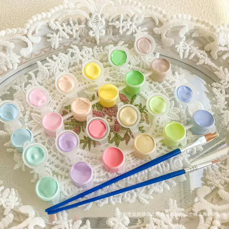 马卡龙12色丙烯颜料套装防水儿童diy美术绘画涂鸦石膏娃娃幼儿园