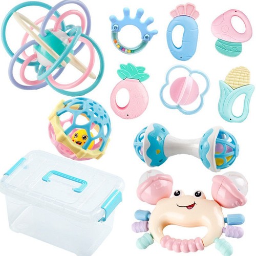 Teether gum rattle for infants, suitable for newborns, 0-6-12 months, 1-year-old babies, developmental education, early childhood soothing toy