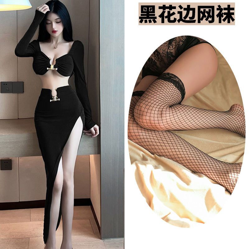 블랙 + 블랙 그물 스타킹