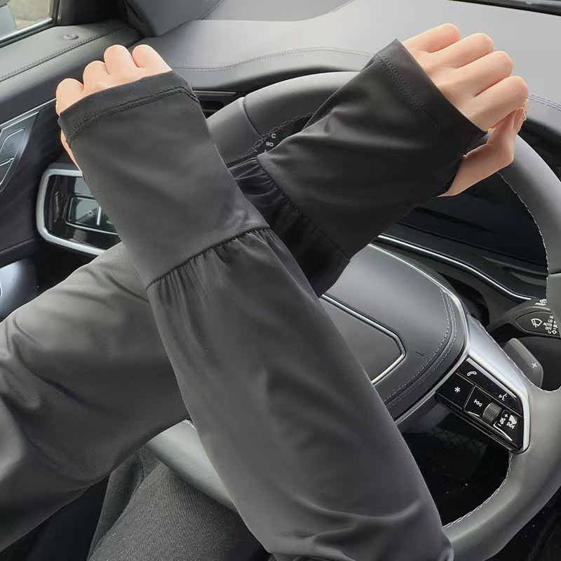 Protector solar manga de seda de hielo manga de hielo suelto femenino manga de hielo fino al por mayor conejo medio dedo protección UV al aire libre protección para conducir brazos