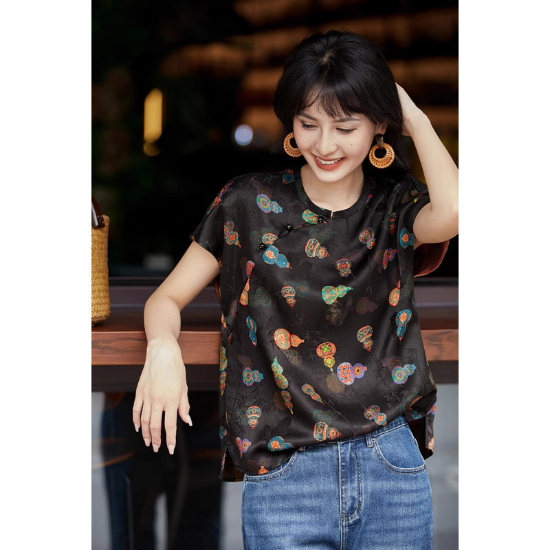 宝葫藏珍•东方丝韵葫芦印花国风上衣女夏季新款|undefined
