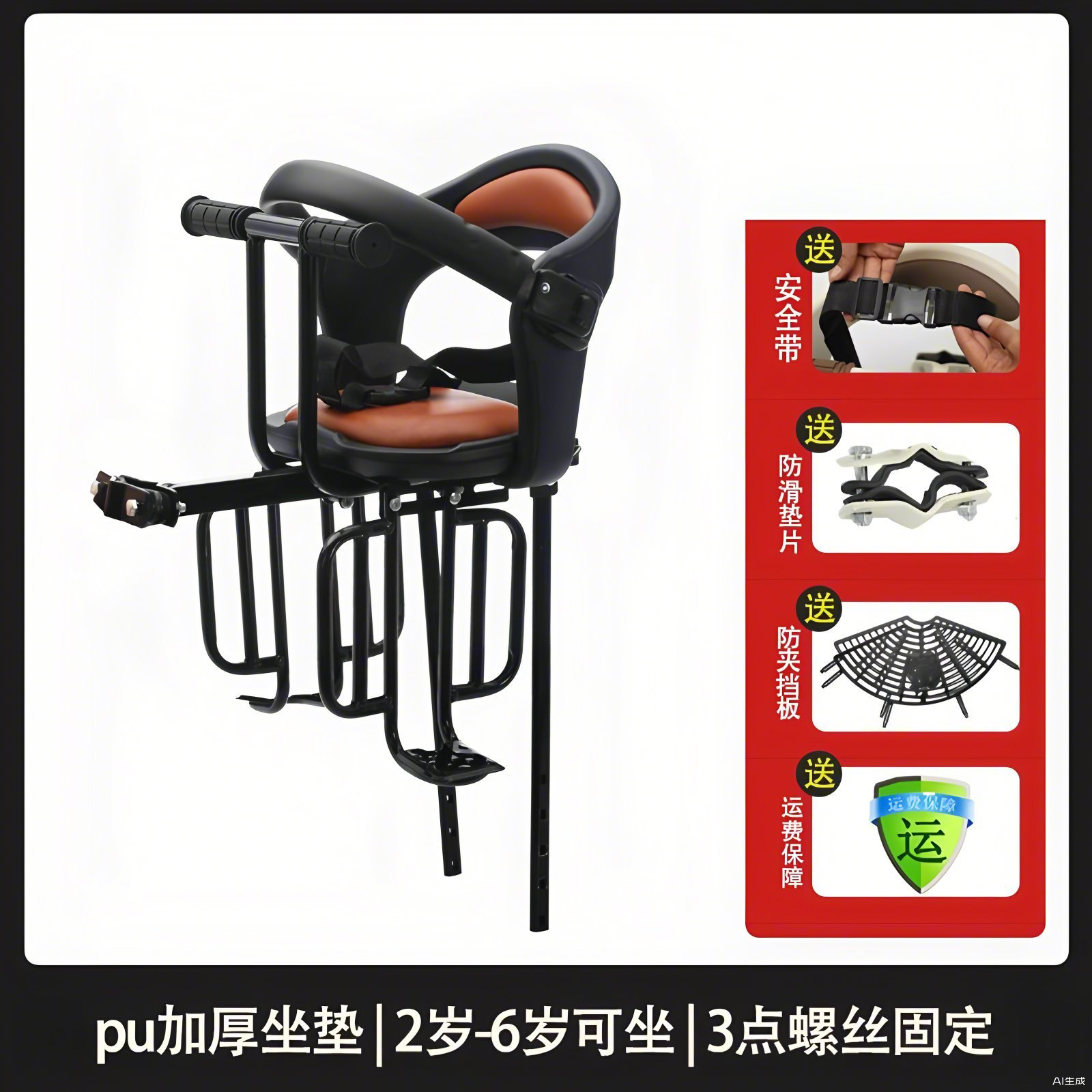 Mountain Bike: Other Electric car child seat - black-195-1-6-years-old-rear-mount