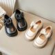2024 girls new small leather shoes cute retro baby shoes bow embroidered princess shoes tube socks with shoes