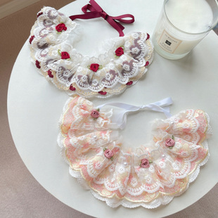 Pet Dog Bib, Cat Lace Saliva Scarf, Doll Lace Scarf, Cute Accessories, Princess Bib