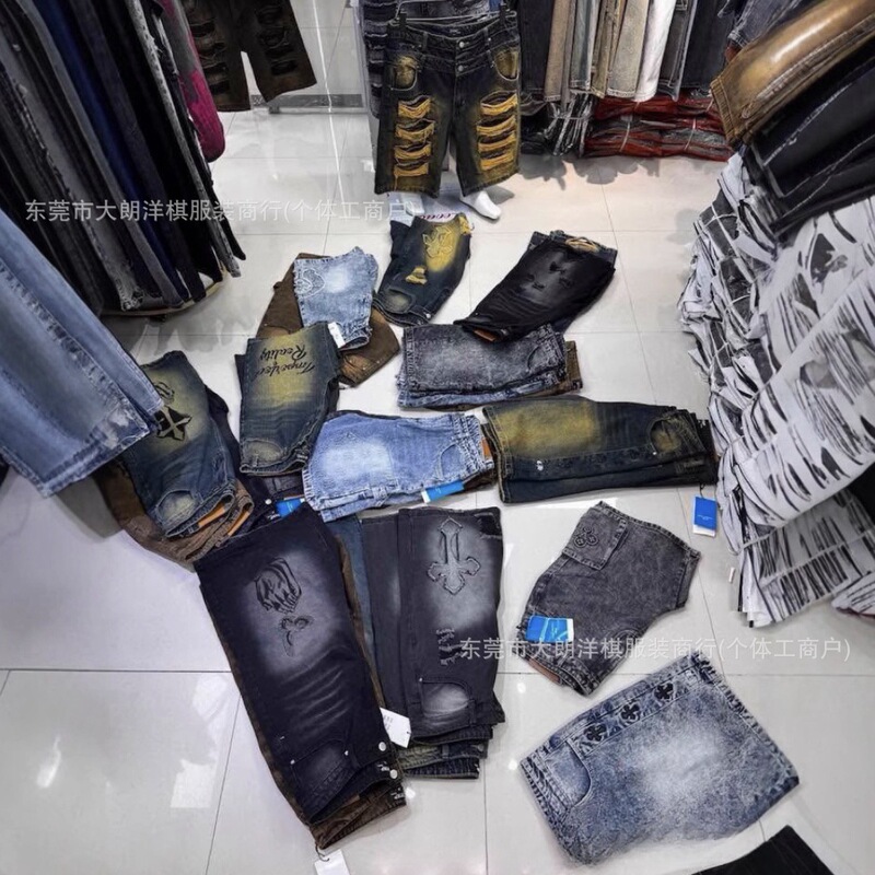 New Printed Ripped Jeans Shorts Men's Casual Pants Cross-border Foreign Trade Summer Jeans Wholesale New Printed Ripped Jeans Shorts Men's Casual Pants Cross-border Foreign Trade Summer Jeans Wholesale
