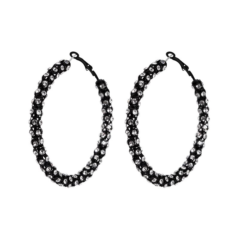 Circle Pattern Women's Gender Plating, Inlay Design 1 Pair Simple Style Circle Plating Inlay Metal Rhinestones Hoop Earrings