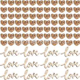 现货336个love加木纹色桃心木片点缀DIY婚礼装饰爱情象征木装饰