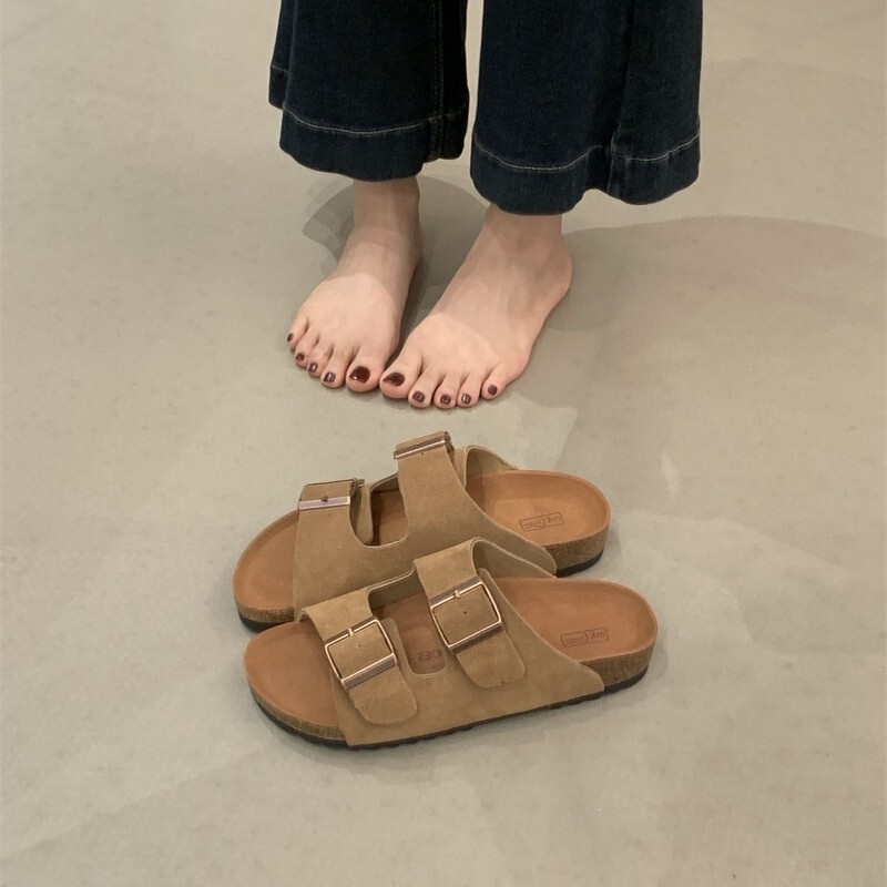 Birkenstock Double-Buckle Slippers 2026 Summer Soft-Soled Outdoor Cork Leather Birkenstock Two-Strap Sandals Birkenstock Double-Buckle Slippers 2026 Summer Soft-Soled Outdoor Cork Leather Birkenstock Two-Strap Sandals