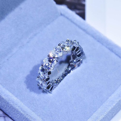 ins European and American luxury princess assured row ring imitation moissanite bright super flash heart-shaped oval open ring