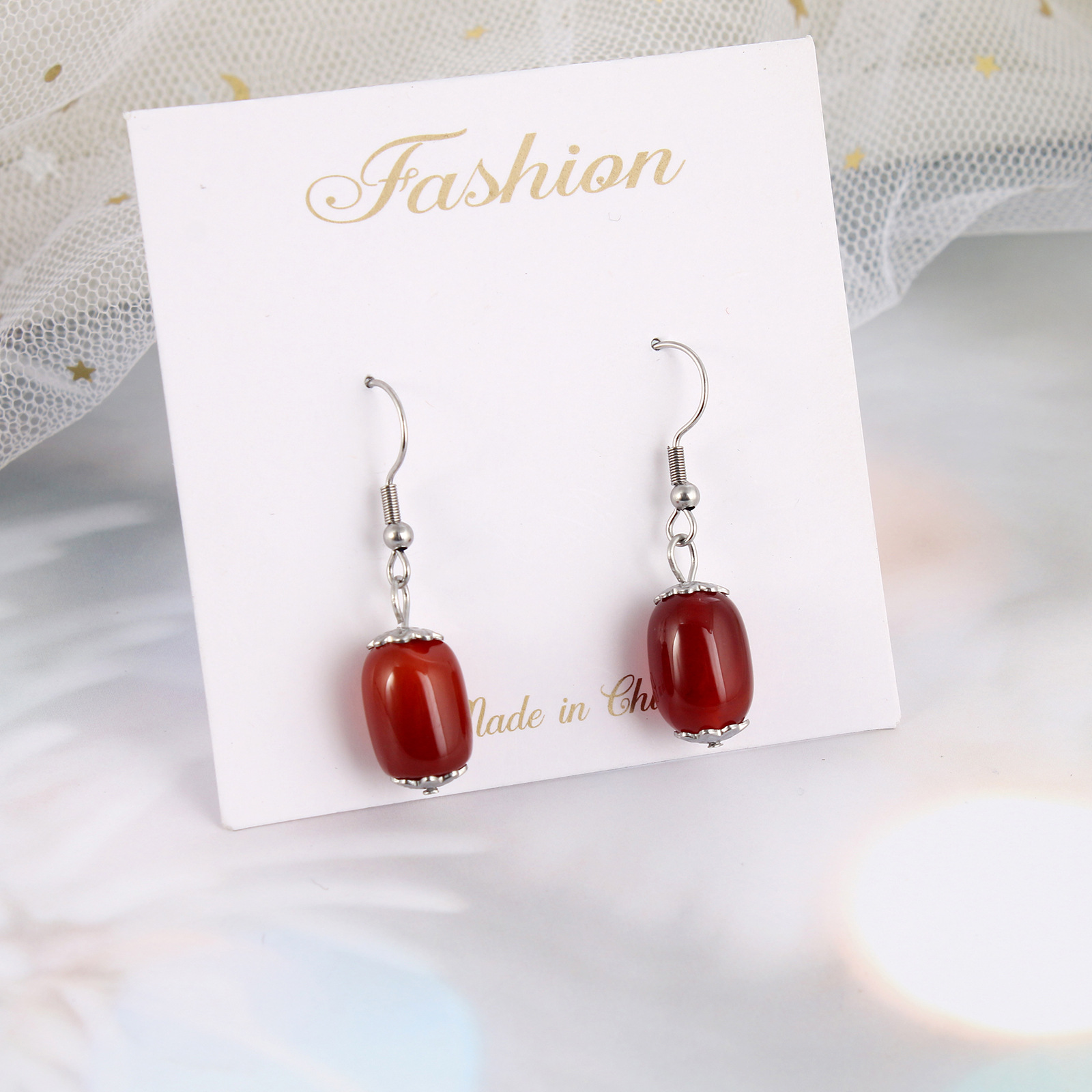Simple Style Geometric Agate Plating Drop Earrings 1 Pair