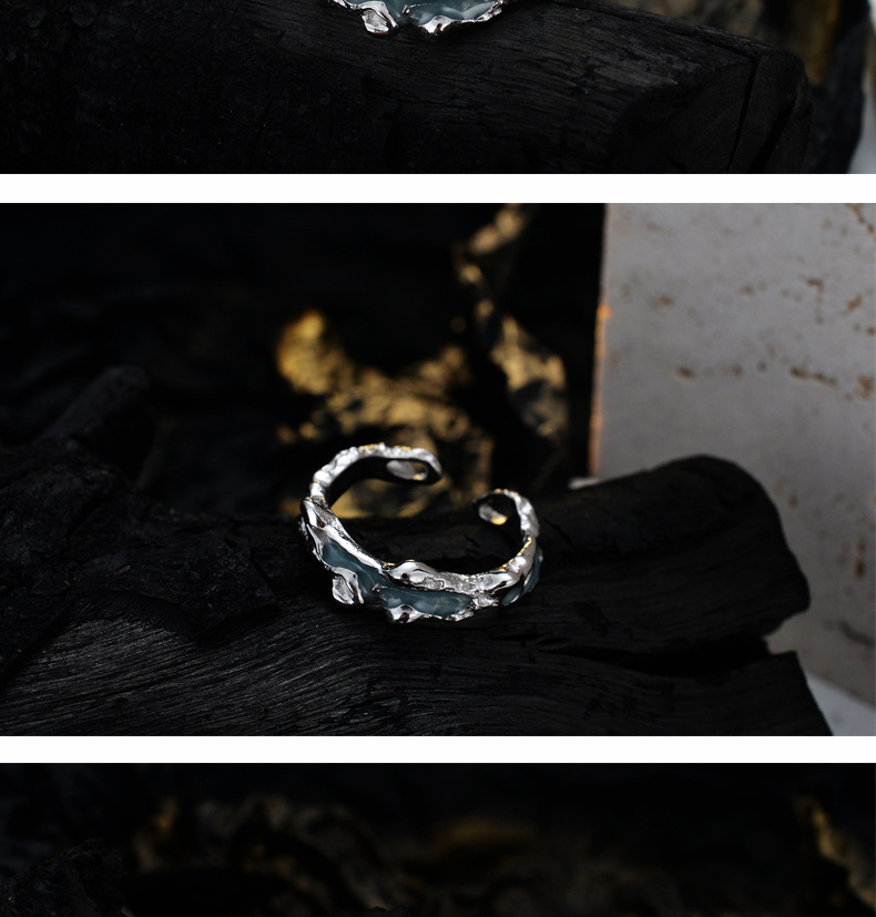 Simple Style Irregular Silver Drip glazed Open Ring 1 Piece