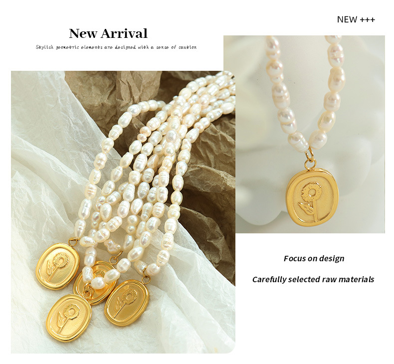 Fashion Flower Titanium Steel Plating Pendant Necklace 1 Piece