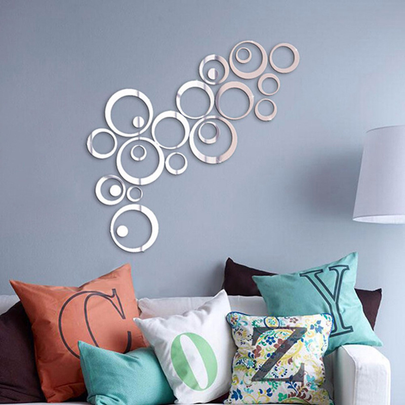 Pegatinas de espejo 3D para pared, diseño circular DIY, decoración moderna del hogar y fondo de pared