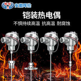 铠装热电偶k型探头温度传感器装配式探头可弯曲可加工定制