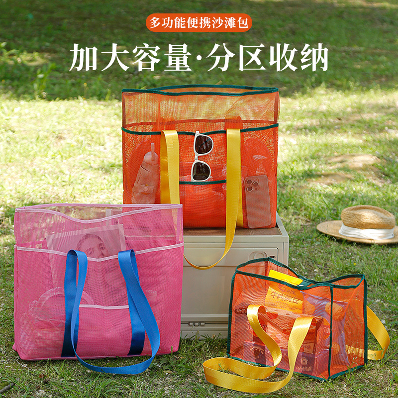 Capacious beach handheld storage bag