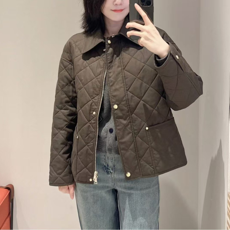 Er~Ejia's Same Style 2025 Autumn and Winter New Hunting Jacket Commuter High-End Diamond Quilted Cotton Jacket