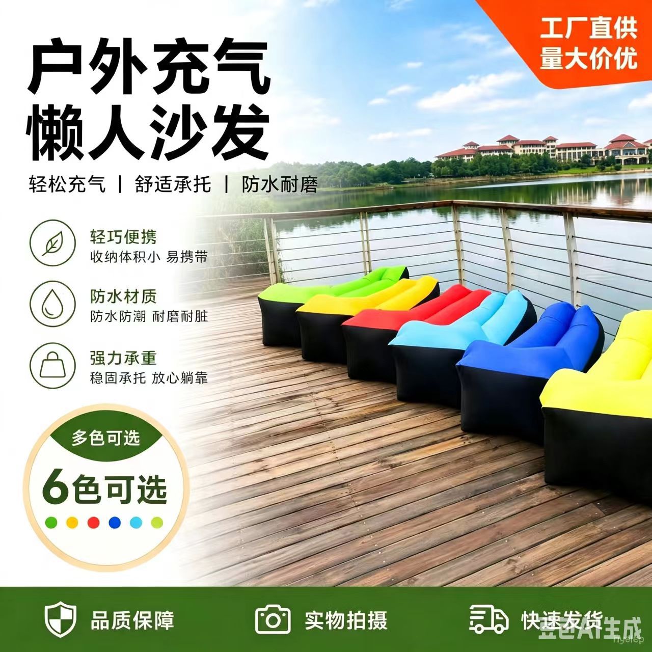 Customized Processing of Dual-Purpose Water and Land Inflatable Beach Camping Mats, Outdoor Inflatable Sofas, Inflatable Beds, Air Mattresses, Ultra-Light