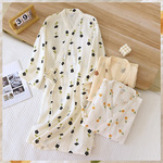 Пижама, осенний демисезонный длинный хлопковый марлевый банный халат, китайский стиль