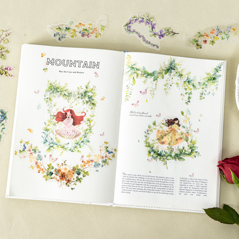 Ketchup chica paisajismo pegatinas serie de flores de caña floral decoración de material paisajístico pegatinas