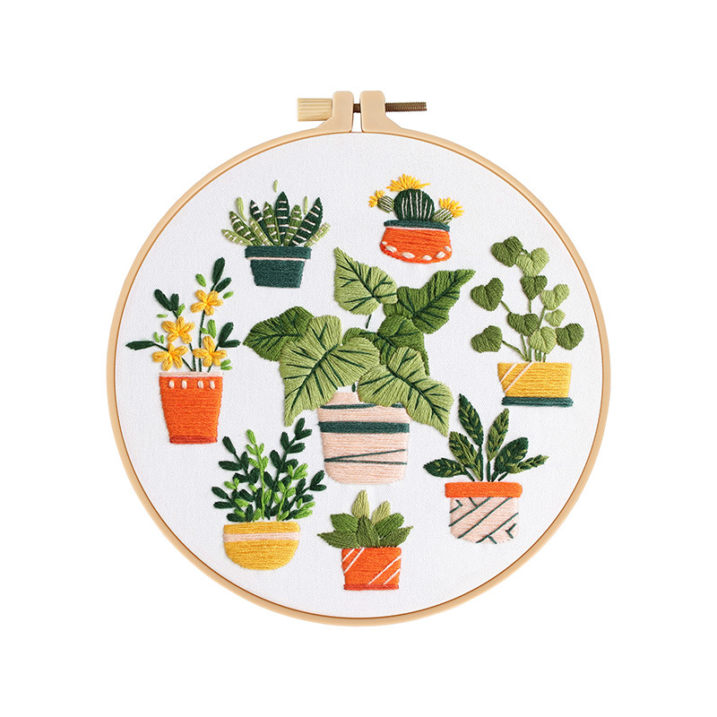 Plant Garden Handmade DIY Bordado Material Paquete Plantas verdes originales Traje de costura de tela de estilo europeo Inglés transfronterizo