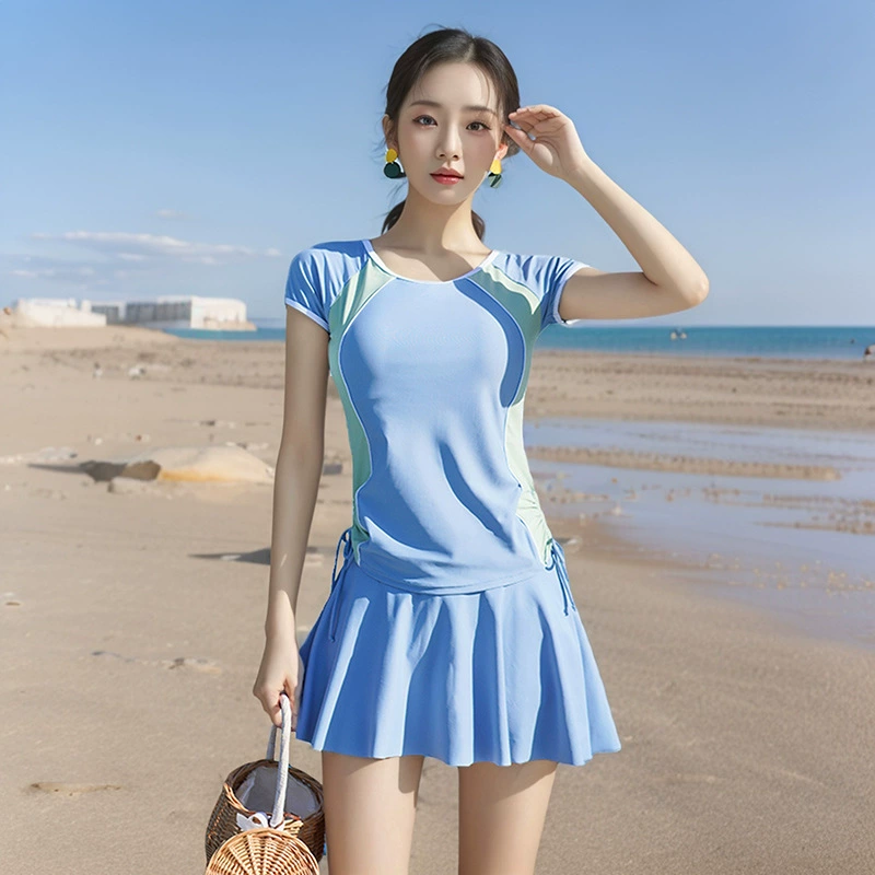 Женский купальник с разрезом, консервативный студенческий купальник с горячими источниками, новинка 2025, горячий стиль, сексуальный утягивающий вид, закрывающий живот, купальники большого размера