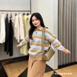 南油高定25冬季新款爱心复古老钱风费尔岛提花高领羊毛针织衫男女