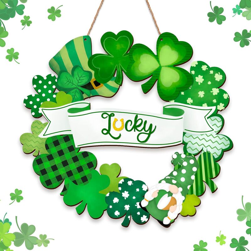 St. Patrick's Day Shamrock Door Sign Welcome Sign for Front Door Spring Irish Country Style St. Patrick's Day Shamrock Door Sign Welcome Sign for Front Door Spring Irish Country Style