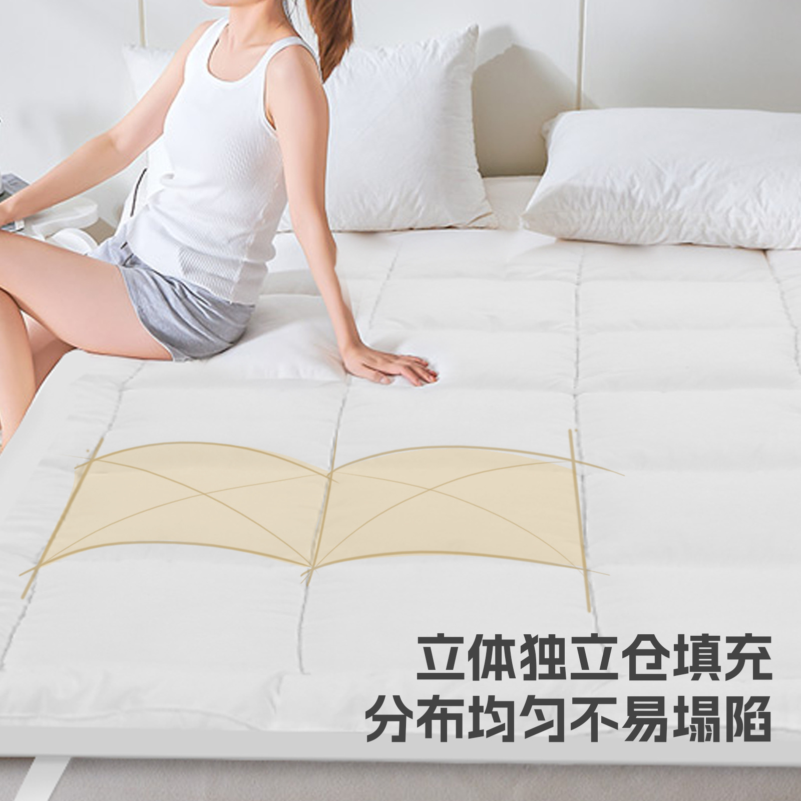 Protector de colchón de tamaño completo multicolor, colcha de tatami, funda de cojín suave y gruesa para hotel, venta al por mayor para exportación