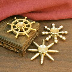 Brass Fingertip Top Gourd Boat Rudder Toy Desk Ornament Adult Stress Relief Rotating Pocket Handle Craft