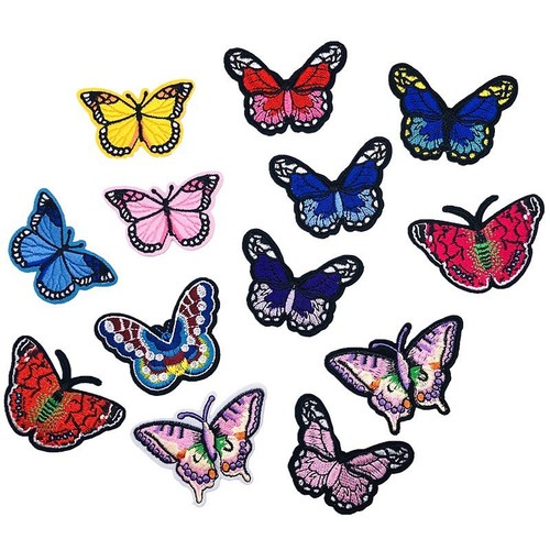 Colorful Butterfly Embroidered Fabric Patch for Foreign Trade Clothing, Butterfly Decorative Sticker Patch Set, Best Selling Item on Amazon, Embroidered Label