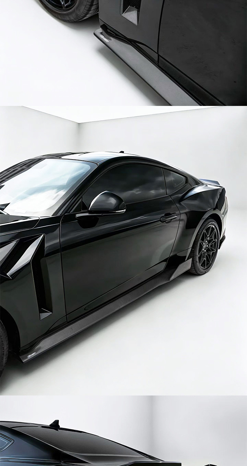 Suitable for Ford Mustang modifications: CMST carbon fiber front splitter, rear lip, side skirts, wind deflectors, hood, and fender flares