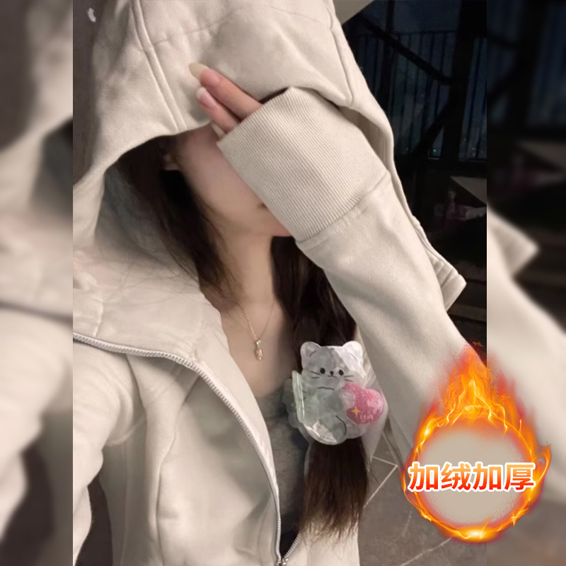 山东即墨卫衣上衣女韩版巨好看2025新款连帽小个子显瘦外套女秋|undefined