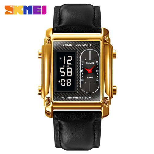 skmei 1868 square dual display electronic watch Shimei men's student waterproof steel belt watch cross-border belt watch