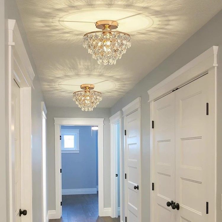 美式复古水晶吊灯客厅卧室玄关简约轻奢女孩房间衣帽间吊灯新款